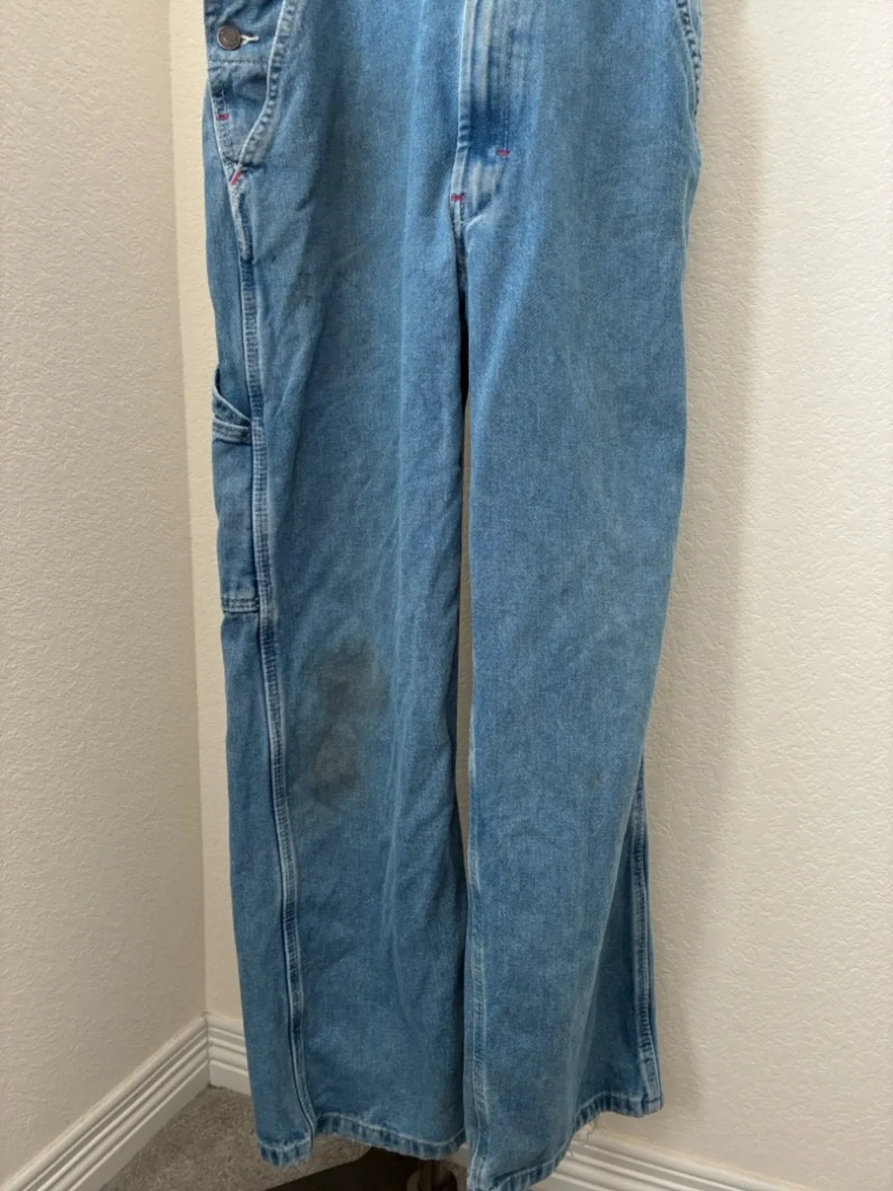Vintage Dickies 30x30 denim blue overalls distressed destroyed well worn cotton